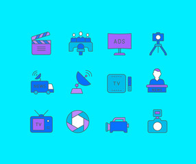 Set of Simple line Icons of TV