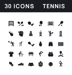 Set of Simple Icons of Tennis