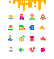 Set of Simple Icons of Thanksgiving Day