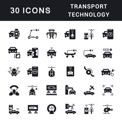 Set of Simple Icons of Transport Technology