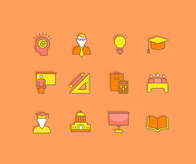 Set of Simple line Icons of University