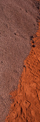 crushed iron ore in an industrial warehouse.