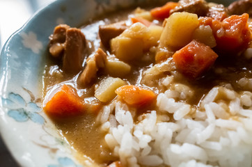curry sauce with beef and rice