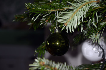 Beautiful Christmas balls on the Christmas tree