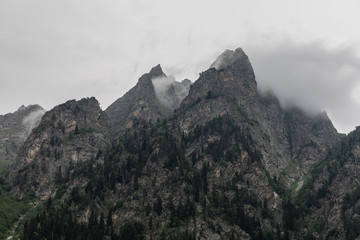 Craggy Mountain peaks and dramatic clouds