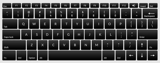 Fotobehang Laptop keyboard computer isolated black key button board for digital pc © kolonko