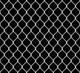 Naklejka premium Seamless metal chain link fence. Wire vector fence pattern texture background
