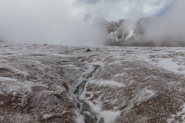 A crack in the glacier climbing to Mount Kazbeg