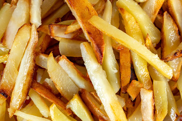 Close up of homemade French Fries chips potato.