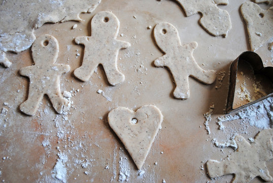 The process of making ginger cookies. Girl is preparing cookies. Gluten free from rice flour. Housewife makes christmas cookies. Close up close shot