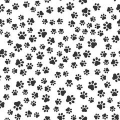 Naklejka na ściany i meble Seamless pet paw pattern background. Dog or cat paw wallpaper illustration footprint