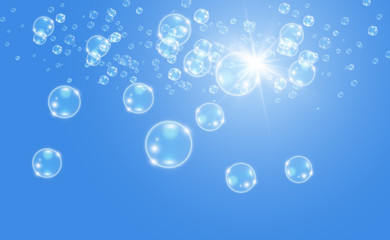  White beautiful bubbles on a transparent background vector illustration. Bubble.