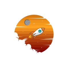 rocket ship launch space travel theme vector