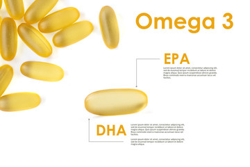 Oil capsule Omega 3. Fish oil. 