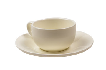 White cup isolated on white background.