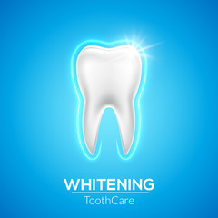 Tooth care dental icon vector healthy dentist background. Blue clean tooth bright white dentistry 3d medical illustration