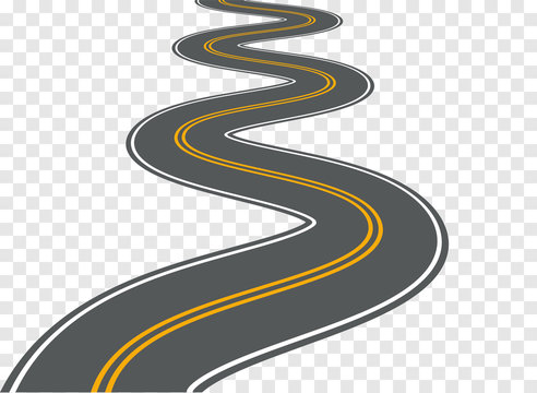 Winding road vector highway path long street asphalt isolated perspective road way journey illustration