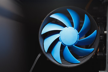 Fototapeta blue cpu cooler inside PC case obraz