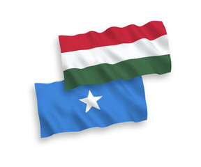 Flags of Somalia and Hungary on a white background
