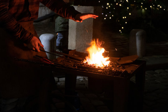 Fire of blacksmith in the blacksmith's workshop
