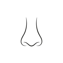 Icon of human nose with nostrils in full face. Smelling organ vector isolated on white background.