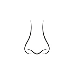 Icon of human nose with nostrils in full face. Smelling organ vector isolated on white background.