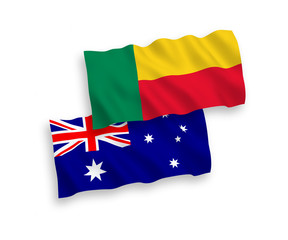 Flags of Australia and Benin on a white background