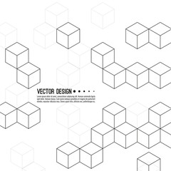 Abstract background with intersecting geometric cubic and hexagon shapes. Vector pattern of cubes. Techno illustration.