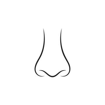 Icon Of Human Nose With Nostrils In Full Face. Smelling Organ Vector Isolated On White Background.