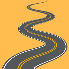 Winding road vector highway path long street asphalt isolated perspective road way journey illustration