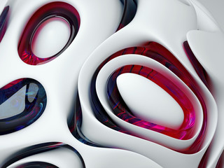 3d render of art 3d background with part of abstract flower in organic curve wavy smooth and soft...