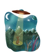 UFO and fox in the mountains © MARYIA