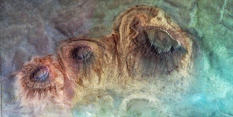 family of lions,  abstract photography of the deserts of Africa from the air, aerial view of desert...