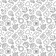 Love related seamless pattern with outline icons
