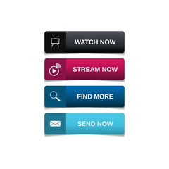 Gradient buttons flat design set