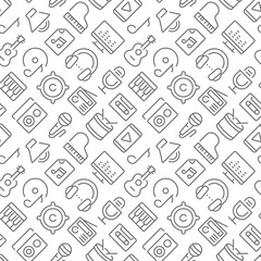 Music related seamless pattern with outline icons