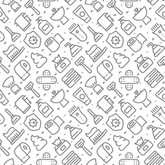 Hygiene related seamless pattern with outline icons