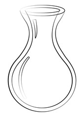 Glass bulb empty line drawing. Flask for experiments.