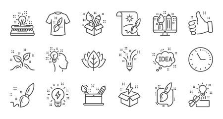 Creativity line icons. Creative designer, Idea and Inspiration. Brush and pencil linear icon set. Quality line set. Vector