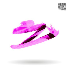 Purple brush stroke and texture. Grunge vector abstract hand - painted element. Underline and border design.