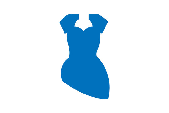 Women Blue Dress Icon Vector Illustration