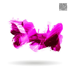 Purple brush stroke and texture. Grunge vector abstract hand - painted element. Underline and border design.