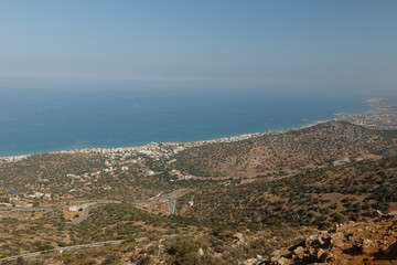 Obraz premium View of the sea and coast from the mountains.