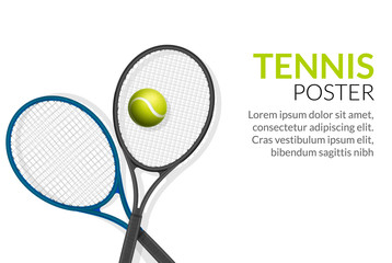 Tennis banner background. Tennis ball racket poster sport flyer design, tournament