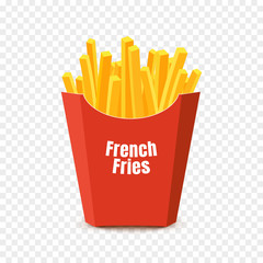 French potato pack box. Cartoon fastfood fry potato isolated illustration