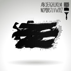 Black brush stroke and texture. Grunge vector abstract hand - painted element. Underline and border design.