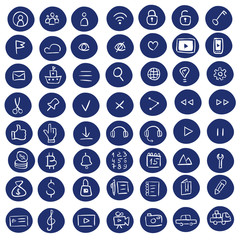 User interface icons set. App buttons. Business, multimedia label collection. Hand drawing design