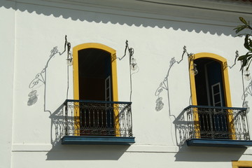 Windows, Balconies, Lamps and Shadows in Paraty, Brazil