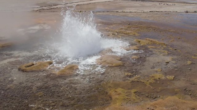 Extremely hot water from the Atacama geyser fields, eruption, hot springs, Chile