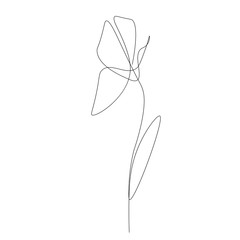 Flower silhouette, line drawing. Vector illustration